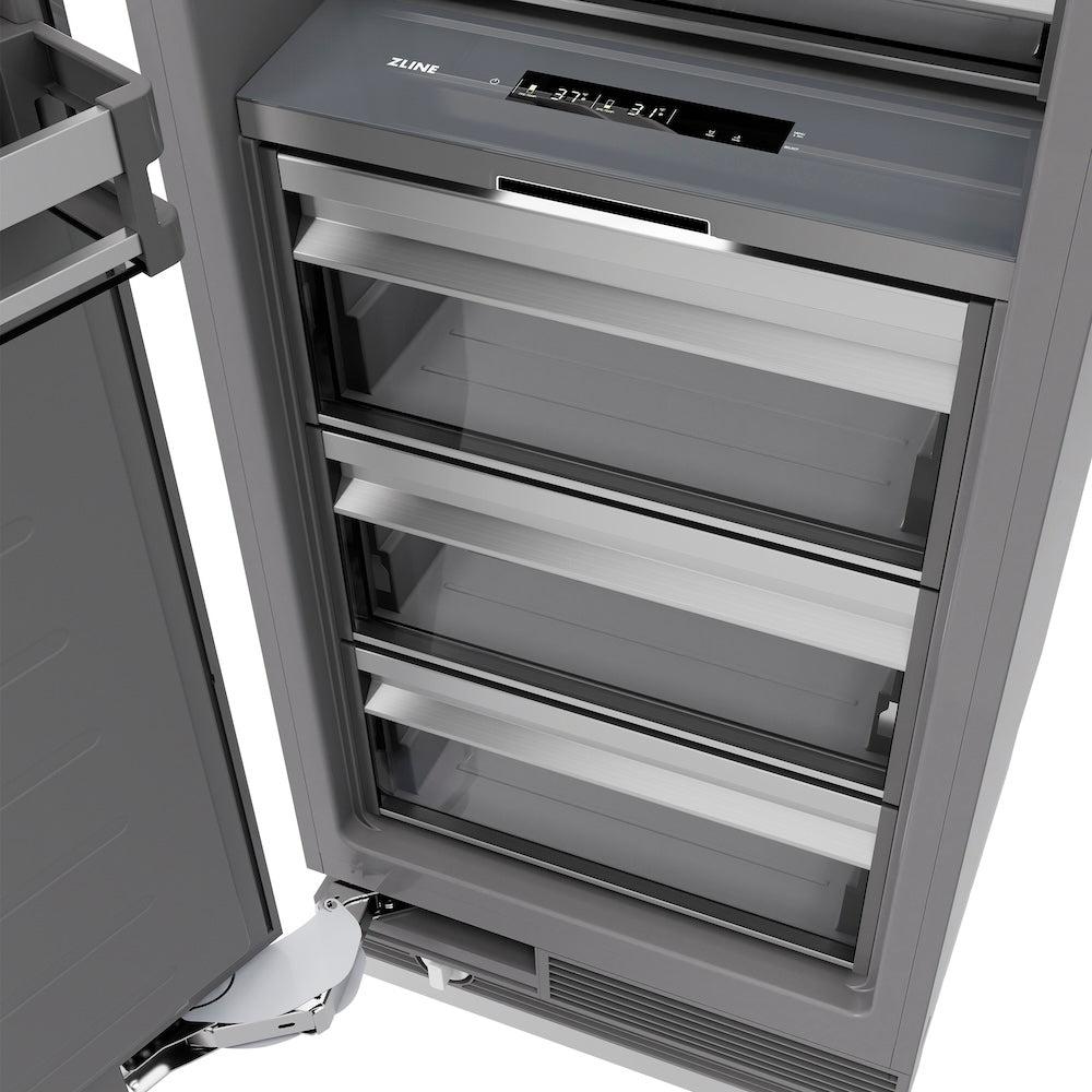 ZLINE Autograph Edition 30 in. 16.7 cu. ft. Panel Ready Column Refrigerator with Graphite Gray Interior and Polished Gold Accents (RBCRVZ-30-G) - (RBCRVZ30G) -