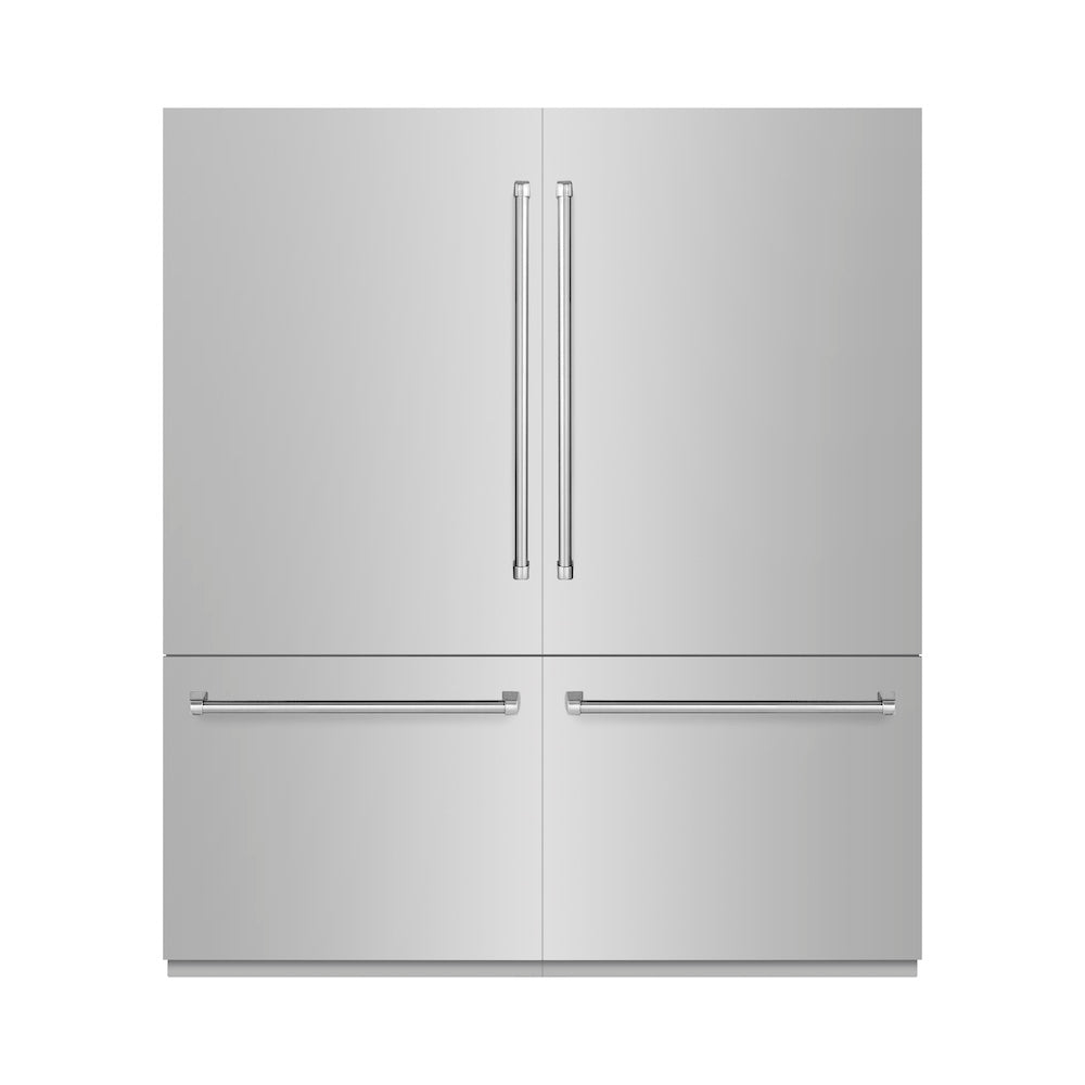 ZLINE 72 in. 39.6 cu. ft. French Door Built-In Bottom Freezer Refrigerator with Water Dispensers and Ice Makers in Stainless Steel (RBIT-304-72) - (RBIT30472) -