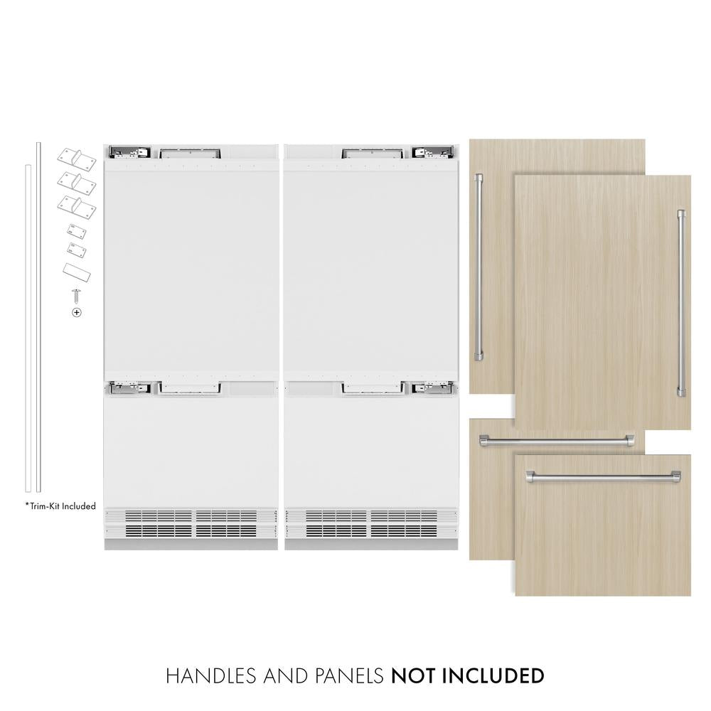 ZLINE 72 in. 39.6 cu. ft. Panel Ready French Door Built-In Bottom Freezer Refrigerator with Water Dispensers and Ice Makers (RBIT-72) - (RBIT72) -