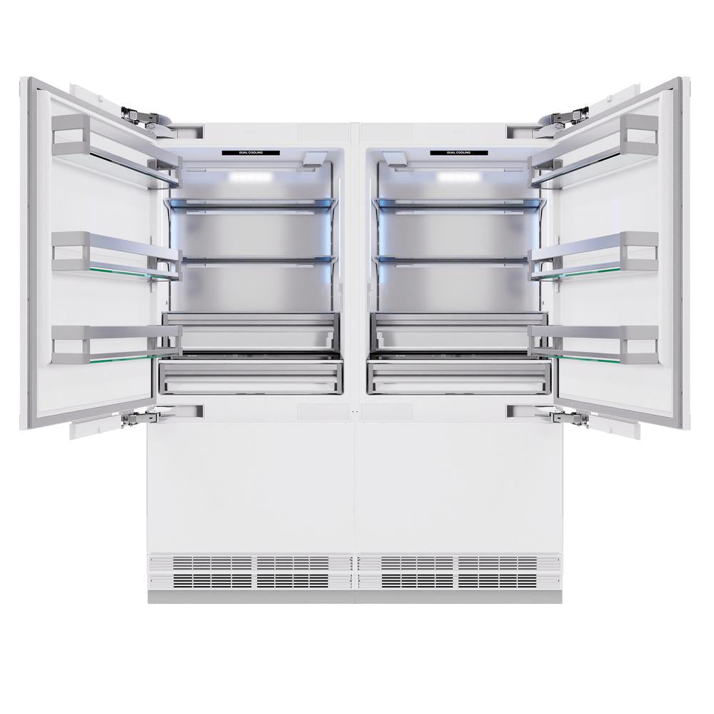 ZLINE 72 in. 39.6 cu. ft. Panel Ready French Door Built-In Bottom Freezer Refrigerator with Water Dispensers and Ice Makers (RBIT-72) - (RBIT72) -