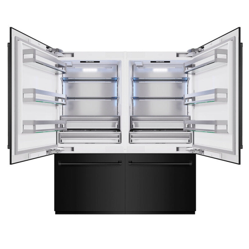ZLINE 72 in. 39.6 cu. ft. French Door Built-In Bottom Freezer Refrigerator with Water Dispensers and Ice Makers in Black Stainless Steel (RBIT-BS-72) - (RBITBS72) -