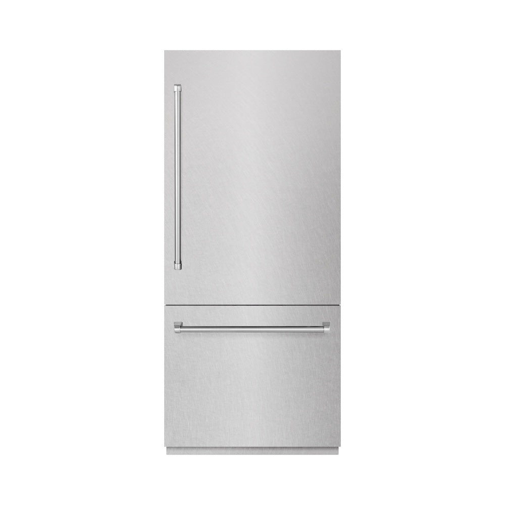 ZLINE 36 in. 19.8 cu. ft. Built-In Bottom Freezer Refrigerator with Water Dispenser and Ice Maker in DuraSnow® Stainless Steel (RBIT-SN-36) - (RBITSN36) -