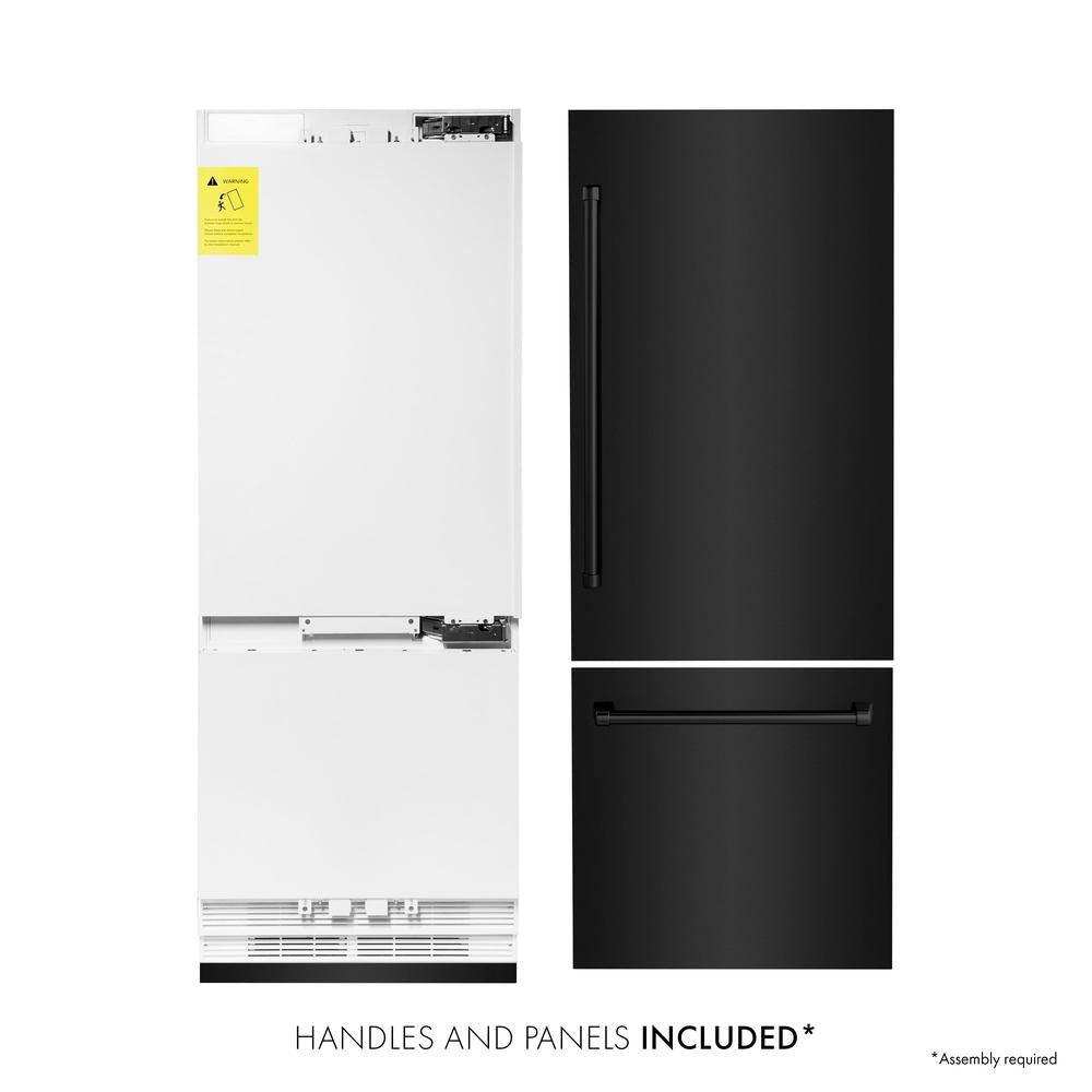 30"16.1 cu. ft. Built-In 2-Door Bottom Freezer Refrigerator with Internal Water and Ice Dispenser in Black Stainless Steel - (RBIVBS30) -