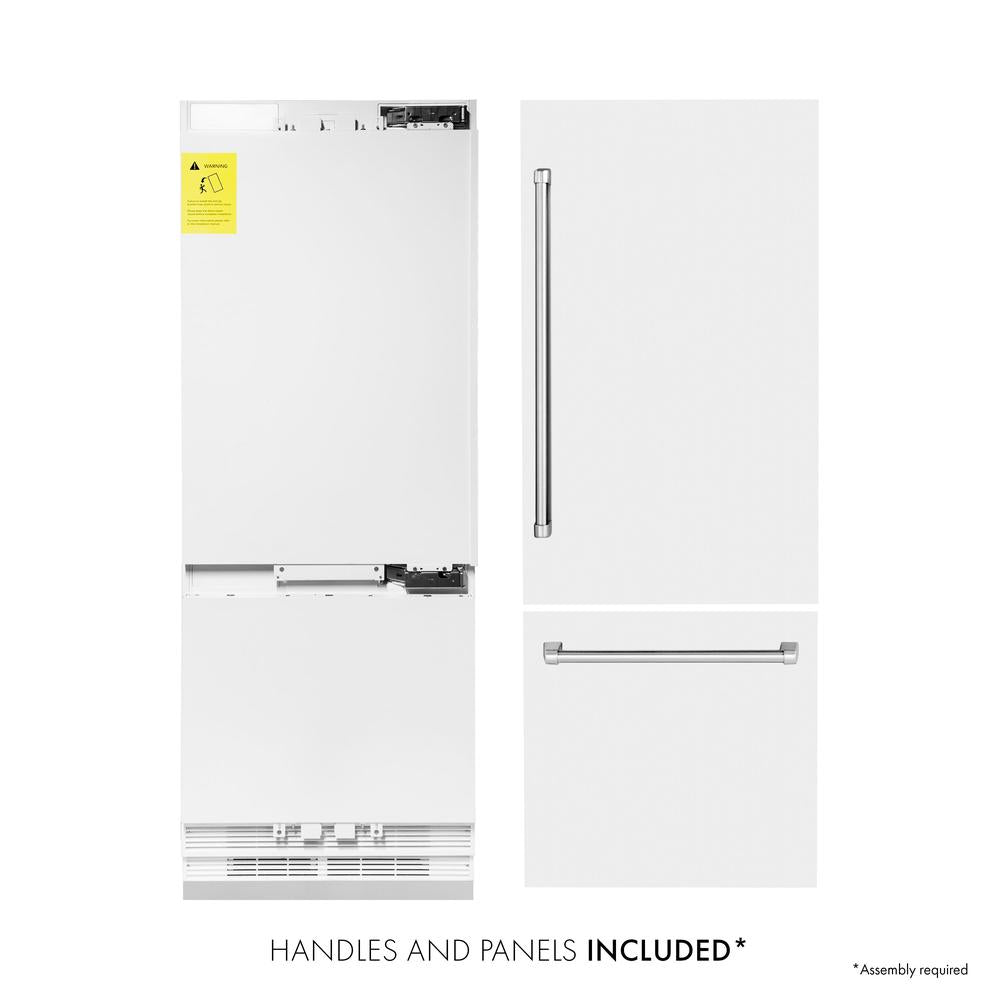 30"16.1 cu. ft. Built-In 2-Door Bottom Freezer Refrigerator with Internal Water and Ice Dispenser in White Matte - (RBIVWM30) -