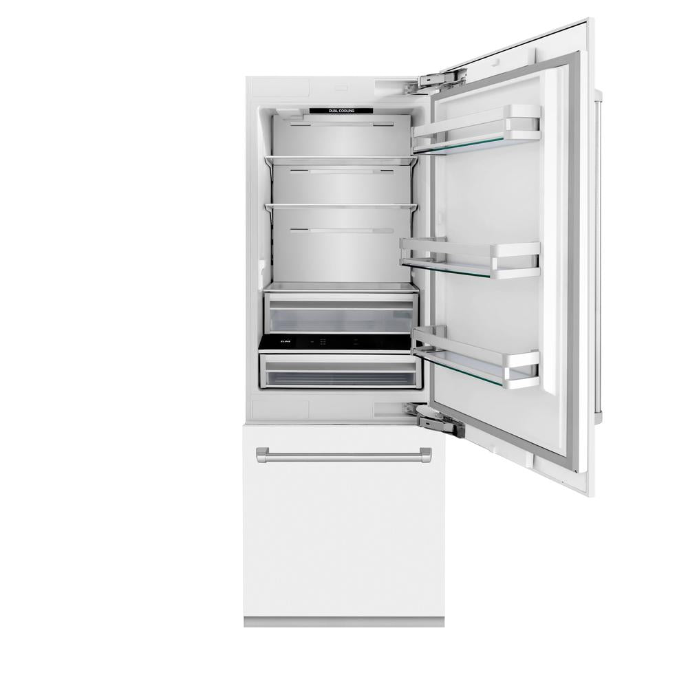 30"16.1 cu. ft. Built-In 2-Door Bottom Freezer Refrigerator with Internal Water and Ice Dispenser in White Matte - (RBIVWM30) -