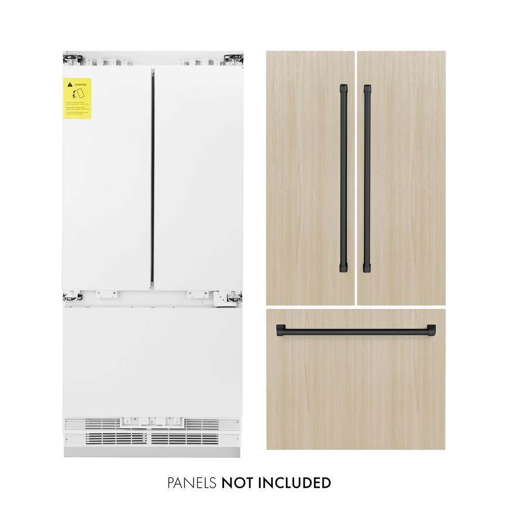 ZLINE Autograph Edition 36 in. 19.6 cu. ft. Panel Ready French Door Built-In Bottom Freezer Refrigerator with Water Dispenser and Ice Maker with Matte Black Accents (RBIVZ-36-MB) - (RBIVZ36MB) -