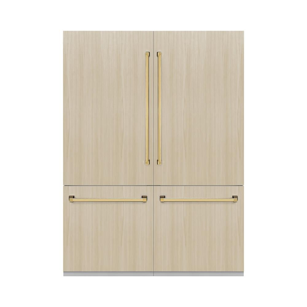 ZLINE Autograph Edition 60 in. 32.2 cu. ft. Panel Ready French Door Built-In Bottom Freezer Refrigerator with Water Dispenser and Ice Maker with Polished Gold Accents (RBIVZ-60-G) - (RBIVZ60G) -