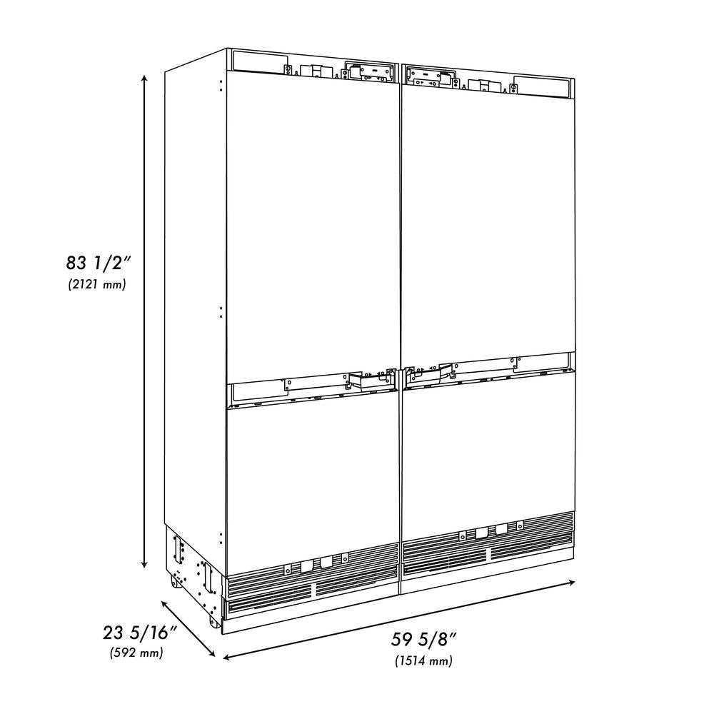 ZLINE Autograph Edition 60 in. 32.2 cu. ft. Panel Ready French Door Built-In Bottom Freezer Refrigerator with Water Dispenser and Ice Maker with Polished Gold Accents (RBIVZ-60-G) - (RBIVZ60G) -