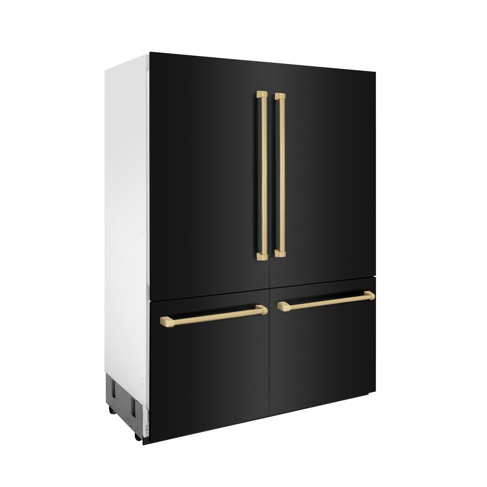 60"Autograph Edition 32.2 cu. ft. Built-in 4-Door French Door Refrigerator with Internal Water and Ice Dispenser in Black Stainless Steel with Champagne Bronze Accents - (RBIVZBS60CB) -