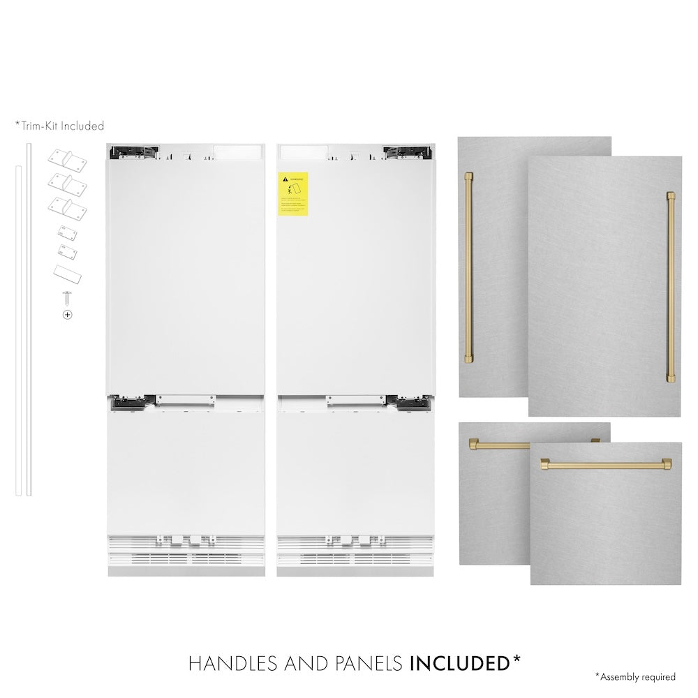 60"Autograph Edition 32.2 cu. ft. Built-in 4-Door French Door Refrigerator with Internal Water and Ice Dispenser in Fingerprint Resistant Stainless Steel with Champagne Bronze Accents - (RBIVZSN60CB) -