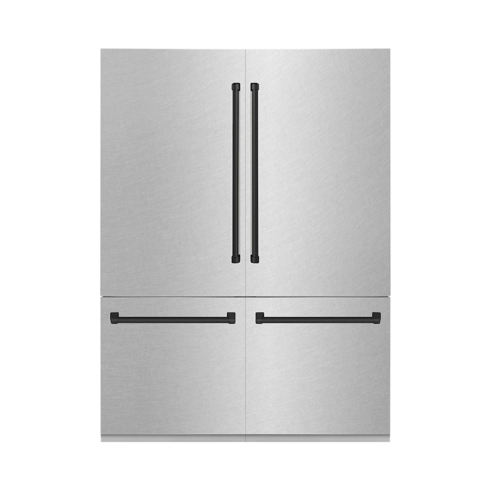60"Autograph Edition 32.2 cu. ft. Built-in 4-Door French Door Refrigerator with Internal Water and Ice Dispenser in Fingerprint Resistant Stainless Steel with Matte Black Accents - (RBIVZSN60MB) -
