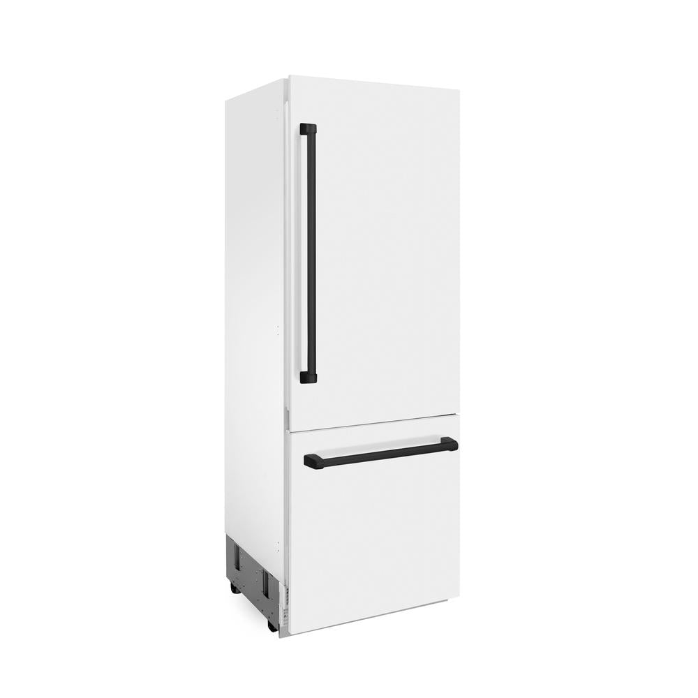30”Autograph Edition 16.1 cu. ft. Built-in 2-Door Bottom Freezer Refrigerator with Internal Water and Ice Dispenser in White Matte with Matte Black Accents - (RBIVZWM30MB) -