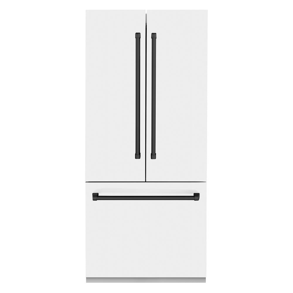 36”Autograph Edition 19.6 cu. ft. Built-in 3-Door French Door Refrigerator with Internal Water and Ice Dispenser in White Matte with Matte Black Accents - (RBIVZWM36MB) -