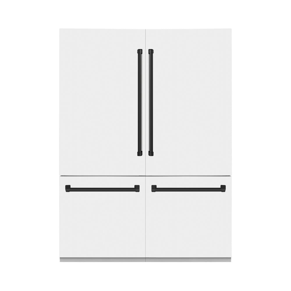 60"Autograph Edition 32.2 cu. ft. Built-in 4-Door French Door Refrigerator with Internal Water and Ice Dispenser in White Matte with Matte Black Accents - (RBIVZWM60MB) -