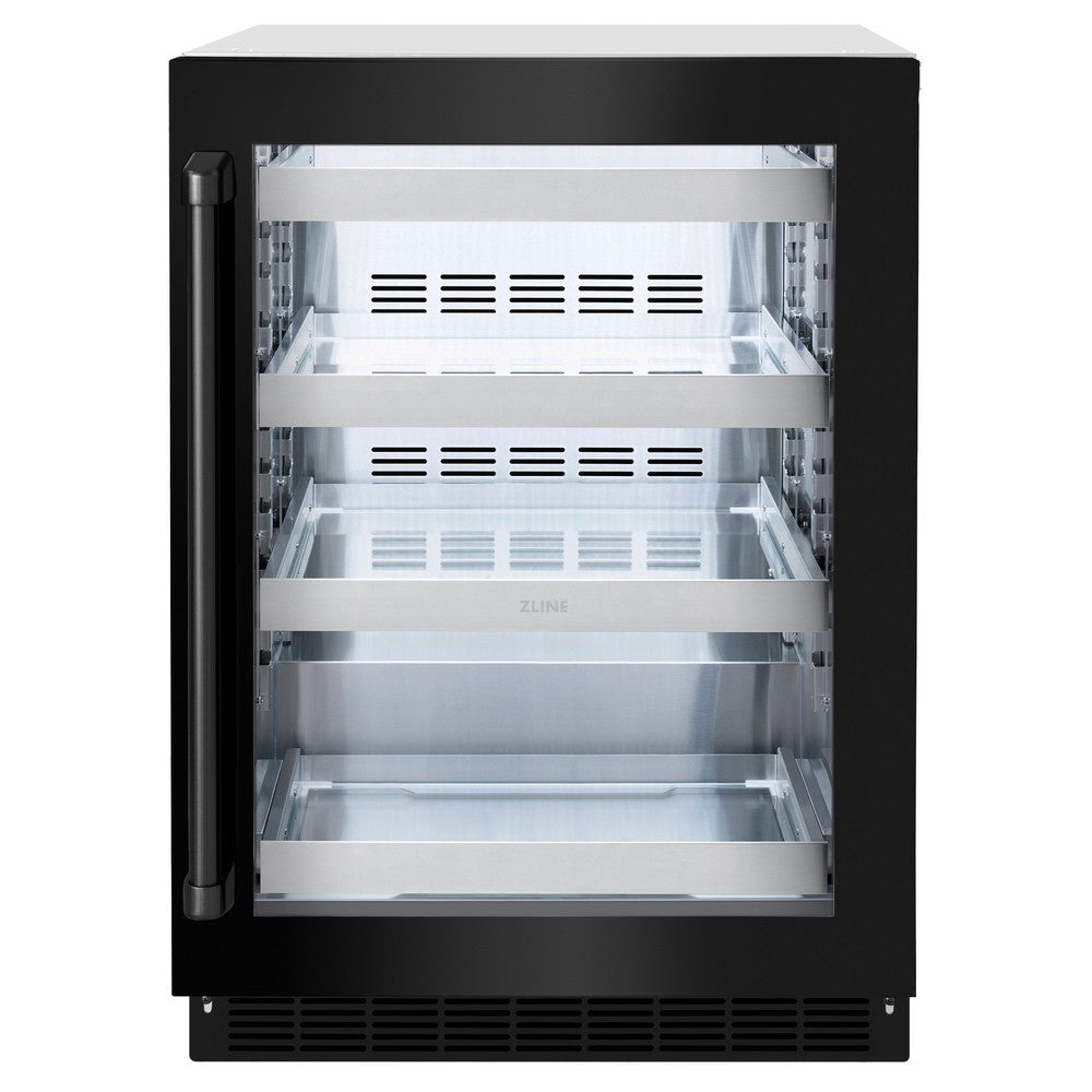 ZLINE 24 in. Touchstone 151 Can Beverage Fridge With Black Stainless Steel Glass Door (RBSO-BS-24) - (RBSOBS24) -