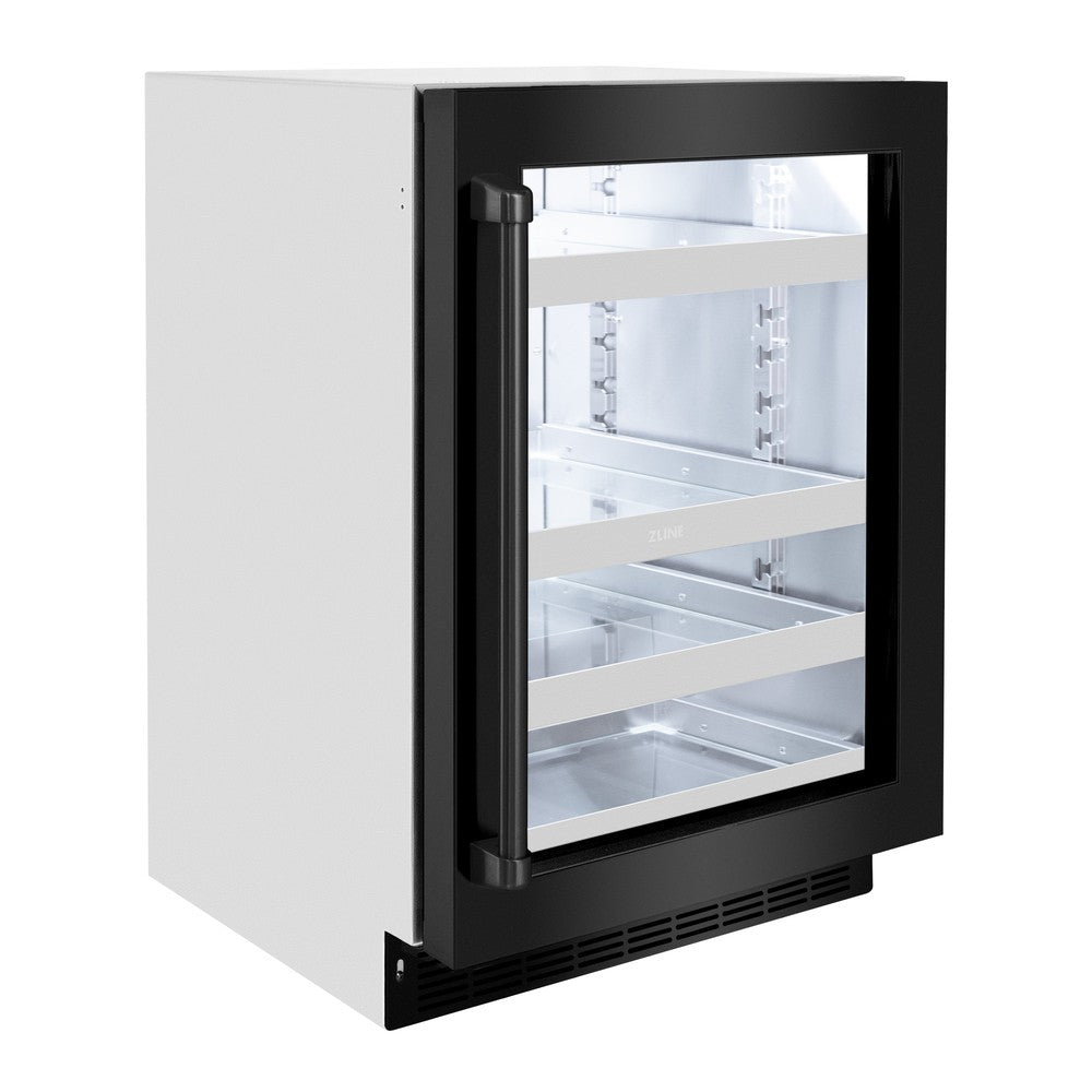 ZLINE 24 in. Touchstone 151 Can Beverage Fridge With Black Stainless Steel Glass Door (RBSO-BS-24) - (RBSOBS24) -
