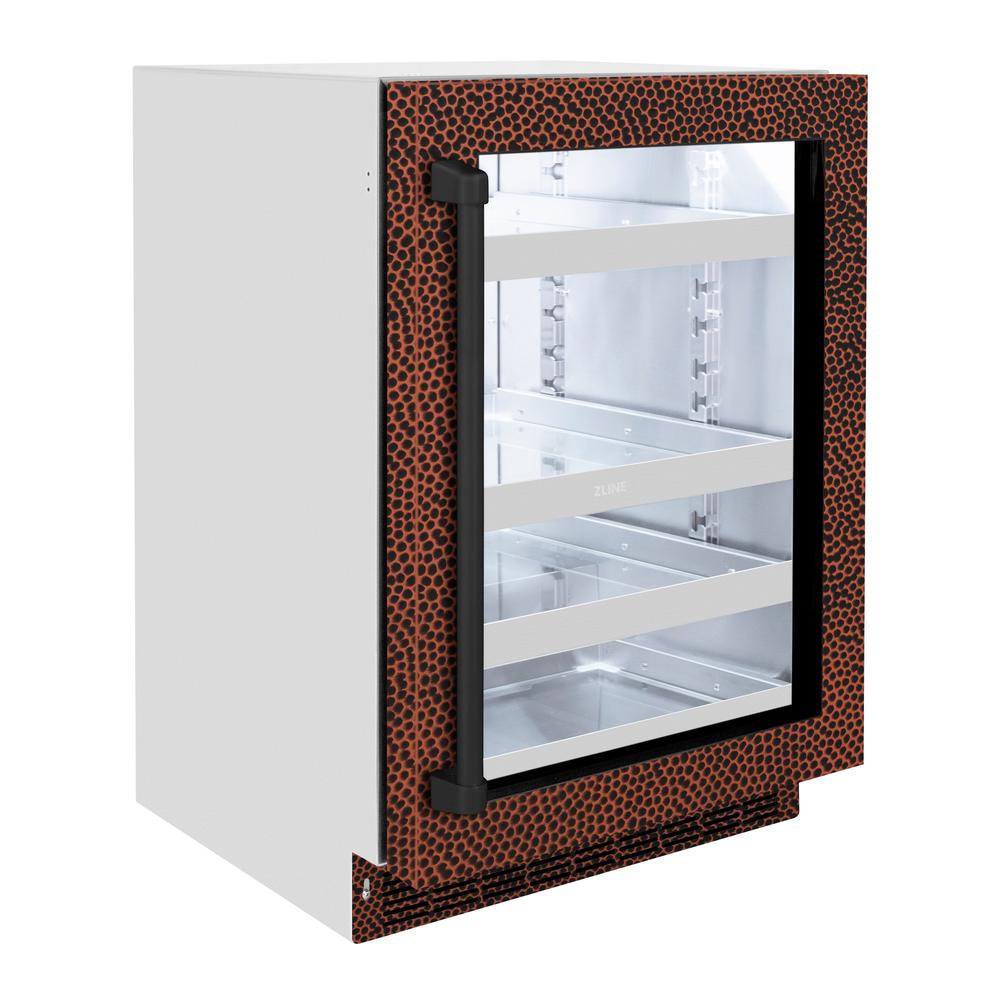 ZLINE 24 in. Touchstone 151 Can Beverage Fridge With Hand Hammered Copper Glass Door (RBSO-HH-24) - (RBSOHH24) -