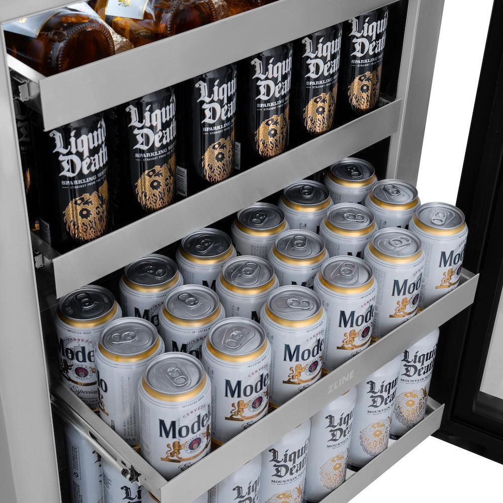 24in. Touchstone 151 Can Beverage Fridge With Solid Stainless Steel Door - (RBSOST24) -