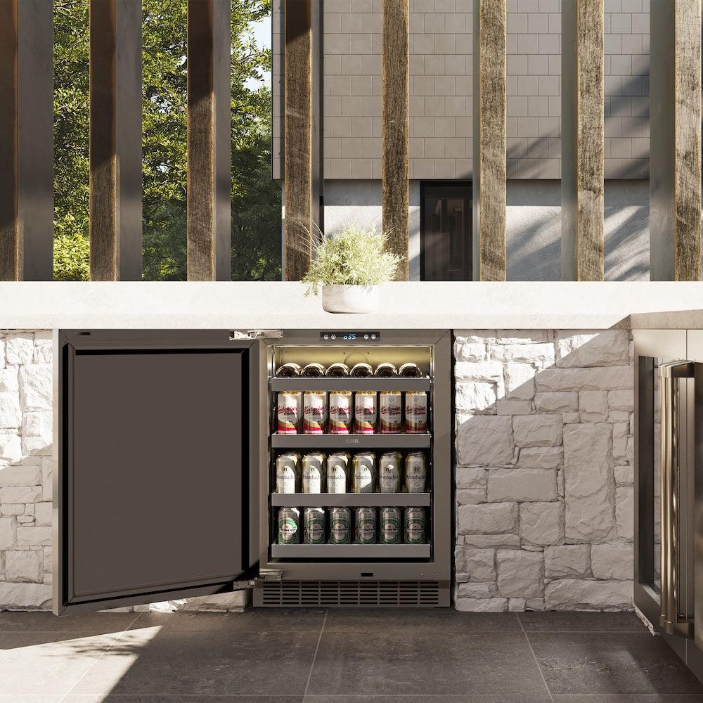 24in. Touchstone 151 Can Beverage Fridge With Solid Stainless Steel Door - (RBSOST24) -
