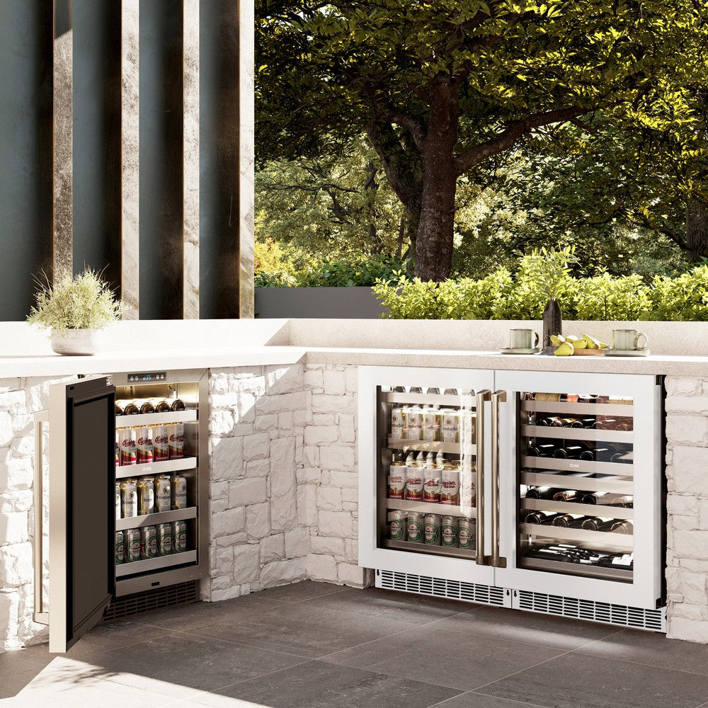 ZLINE 24 in. Touchstone 151 Can Beverage Fridge With White Matte Glass Door (RBSO-WM-24) - (RBSOWM24) -