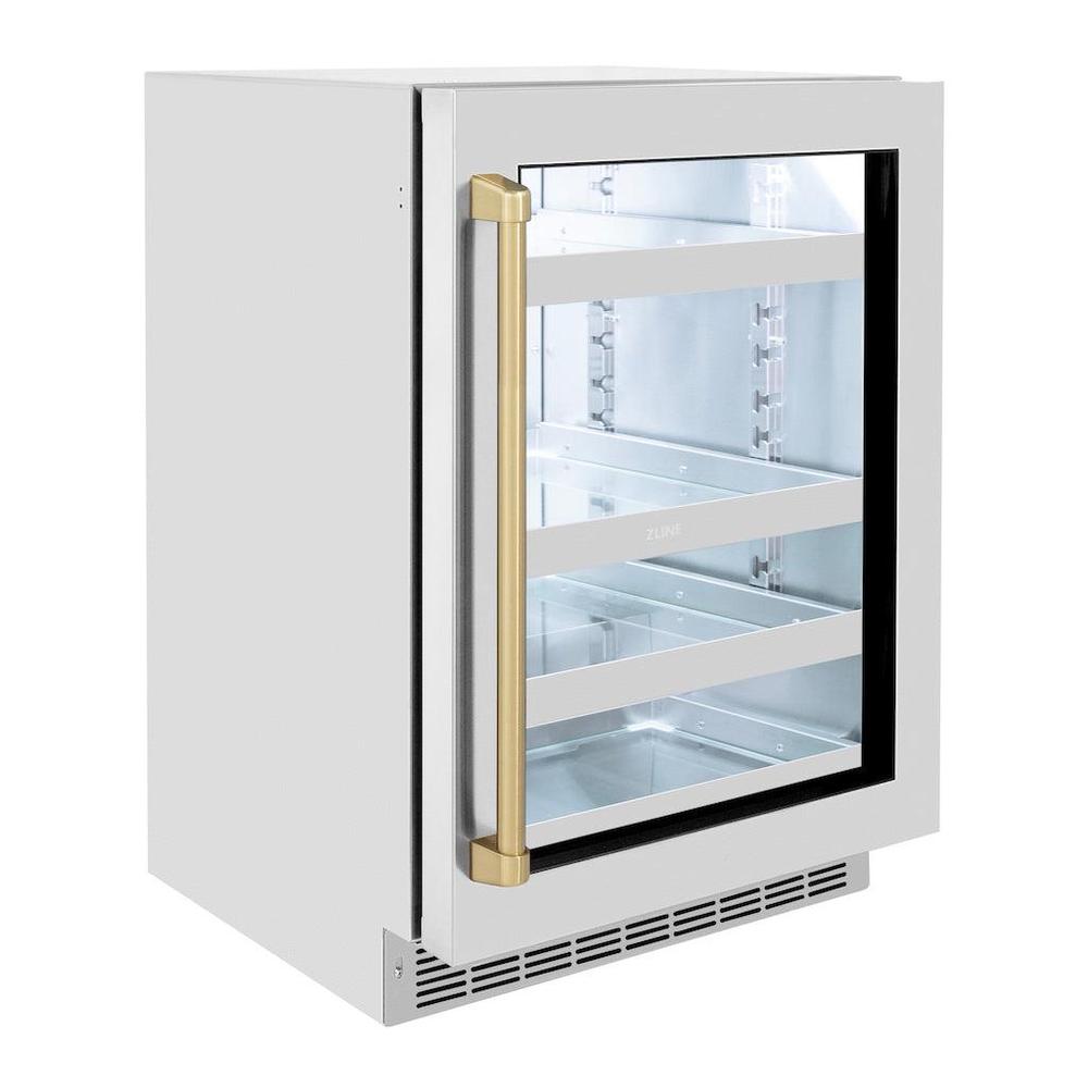 AutographEdition 24 in. Touchstone 151 Can Beverage Fridge With Stainless Steel Glass Door And Champagne Bronze Handle - (RBSOZGS24CB) -