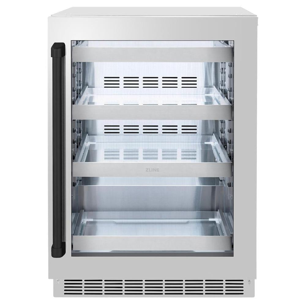 AutographEdition 24 in. Touchstone 151 Can Beverage Fridge With Stainless Steel Glass Door And Matte Black Handle - (RBSOZGS24MB) -
