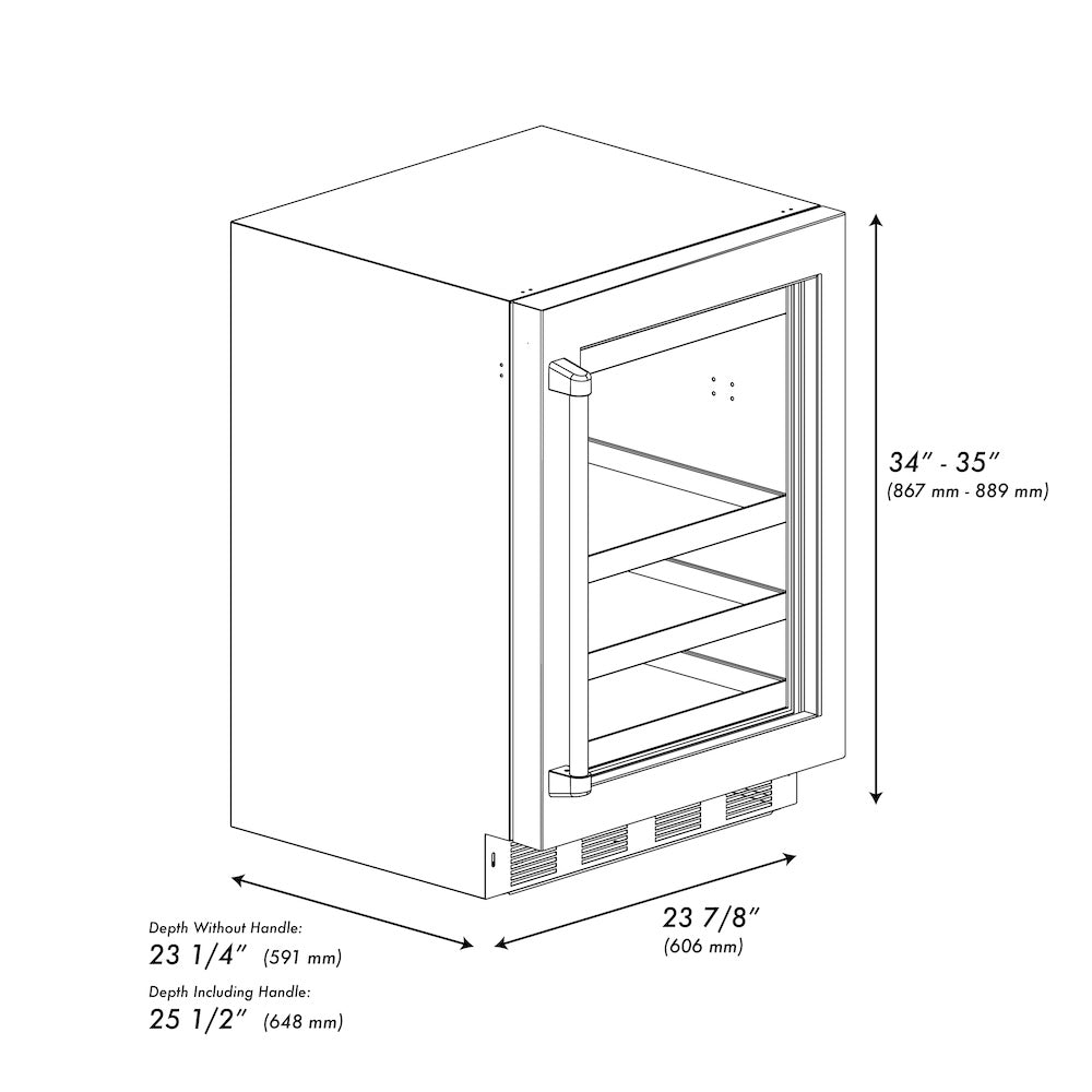 ZLINE Autograph Edition 24 in. Touchstone 151 Can Beverage Fridge With DuraSnow® Stainless Steel Glass Door And Matte Black Handle (RBSOZ-SN-24-MB) - (RBSOZSN24MB) -