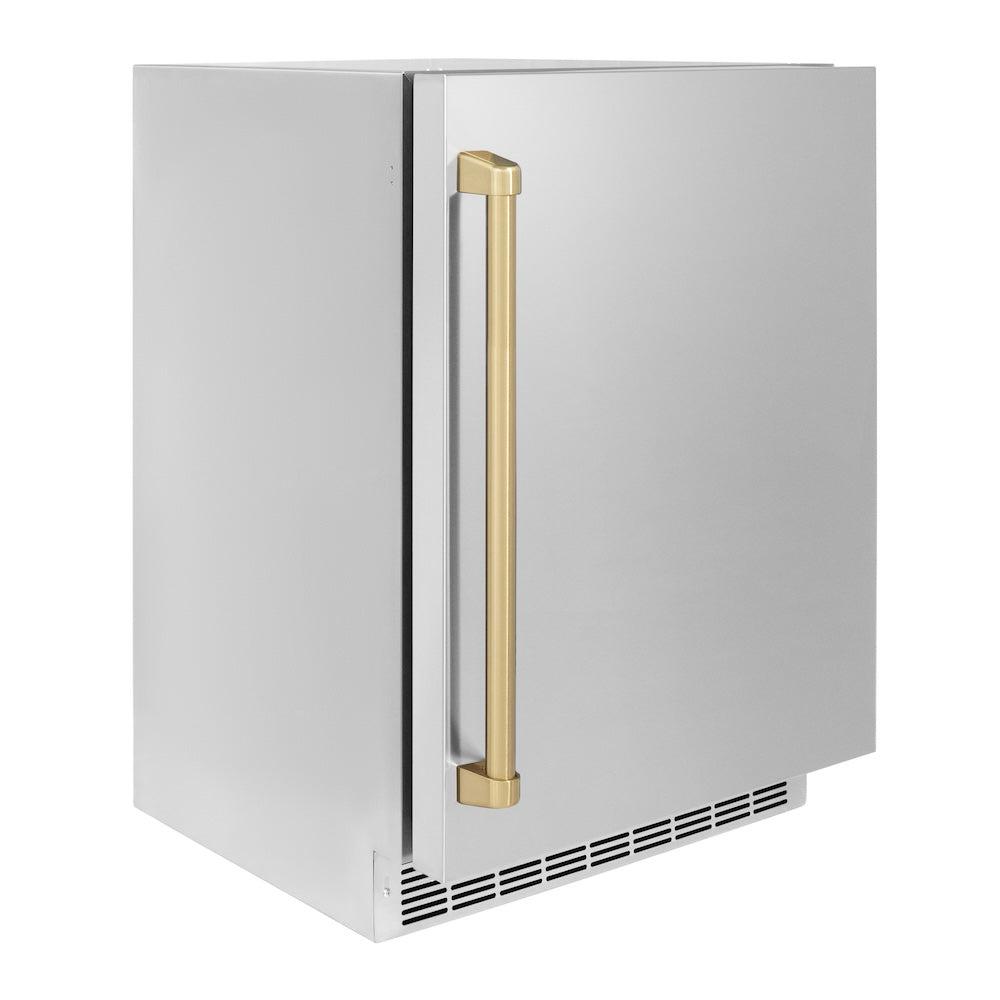 AutographEdition 24 in. Touchstone 151 Can Beverage Fridge With Solid Stainless Steel Door And Champagne Bronze Handle - (RBSOZST24CB) -