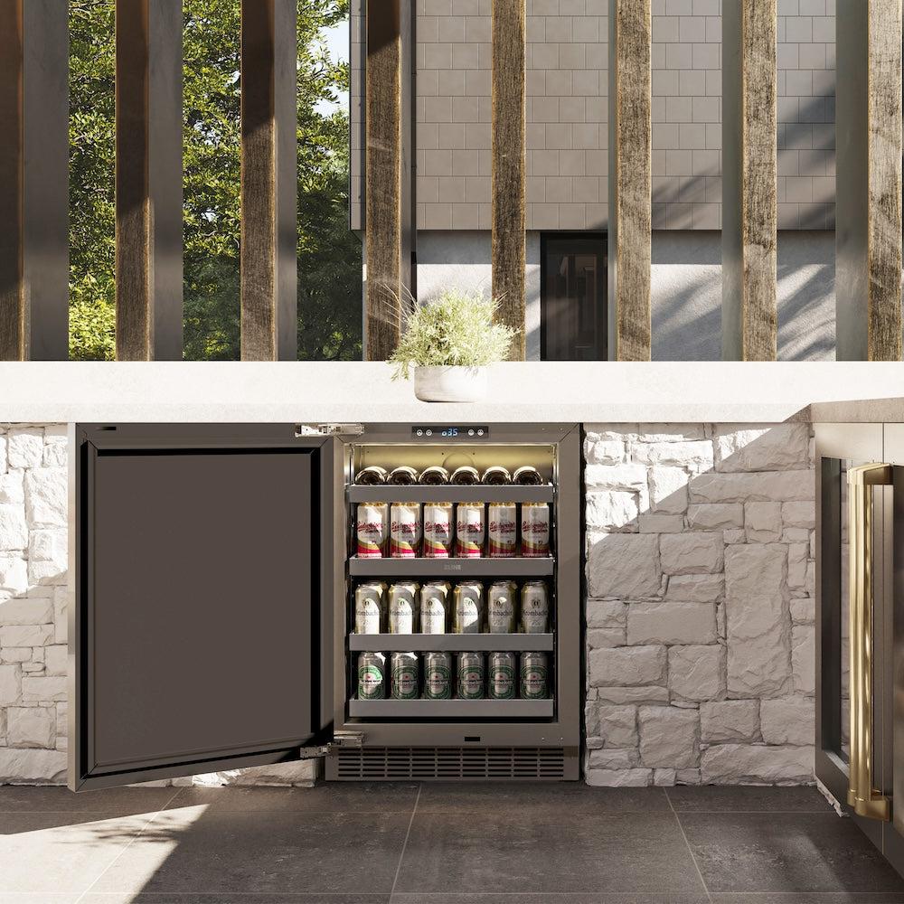 AutographEdition 24 in. Touchstone 151 Can Beverage Fridge With Solid Stainless Steel Door And Champagne Bronze Handle - (RBSOZST24CB) -