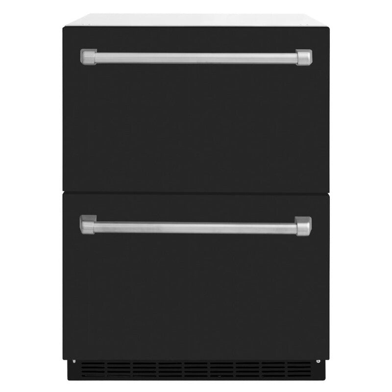 ZLINE 24 in. Touchstone 168 Can Outdoor-Rated Dual Refrigerator Drawer with Black Matte Doors (RDSO-BLM-24) - (RDSOBLM24) -