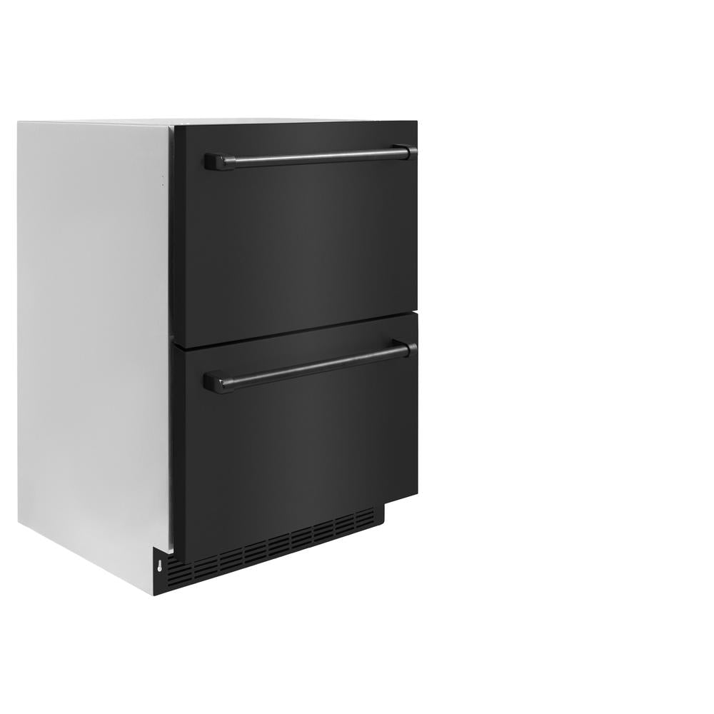 ZLINE 24 in. Touchstone 168 Can Outdoor-Rated Dual Refrigerator Drawer with Black Stainless Steel Doors (RDSO-BS-24) - (RDSOBS24) -