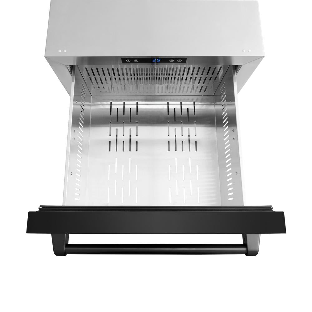 ZLINE 24 in. Touchstone 168 Can Outdoor-Rated Dual Refrigerator Drawer with Black Stainless Steel Doors (RDSO-BS-24) - (RDSOBS24) -