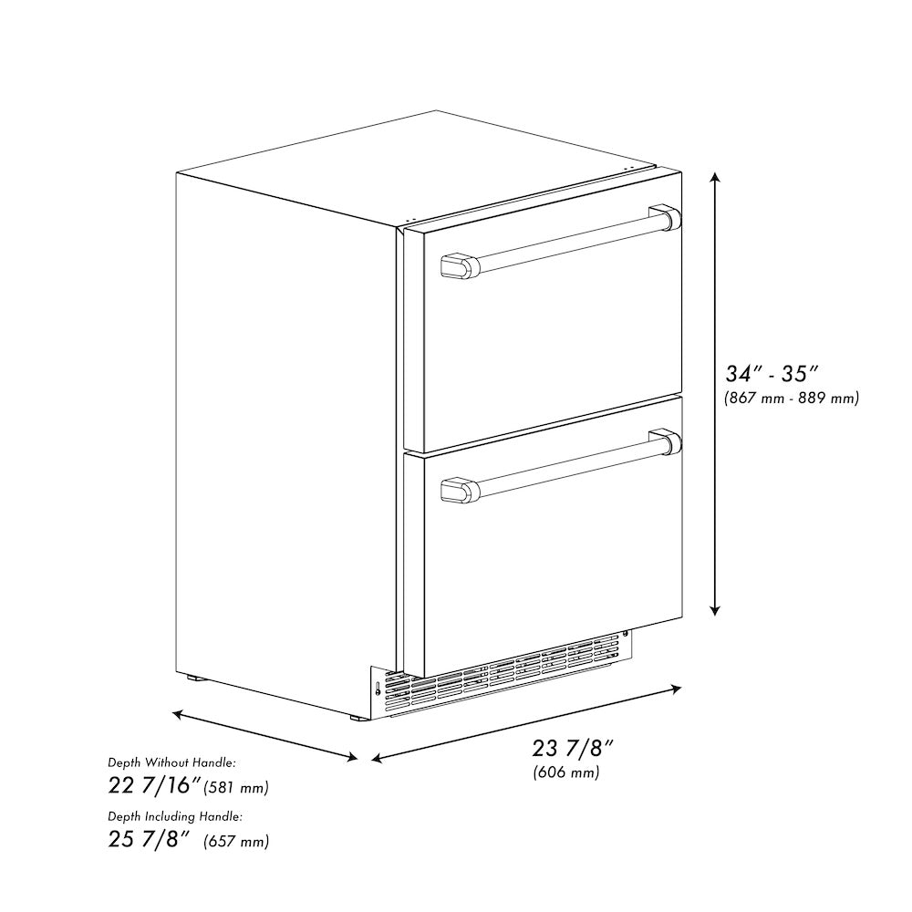 ZLINE 24 in. Touchstone 168 Can Outdoor-Rated Dual Refrigerator Drawer with DuraSnow® Stainless Steel Doors (RDSO-SN-24) - (RDSOSN24) -
