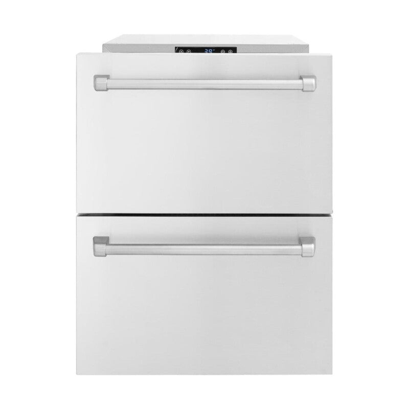 ZLINE 24 in. Touchstone 168 Can Outdoor-Rated Dual Refrigerator Drawer with Stainless Steel Doors (RDSO-ST-24) - (RDSOST24) -