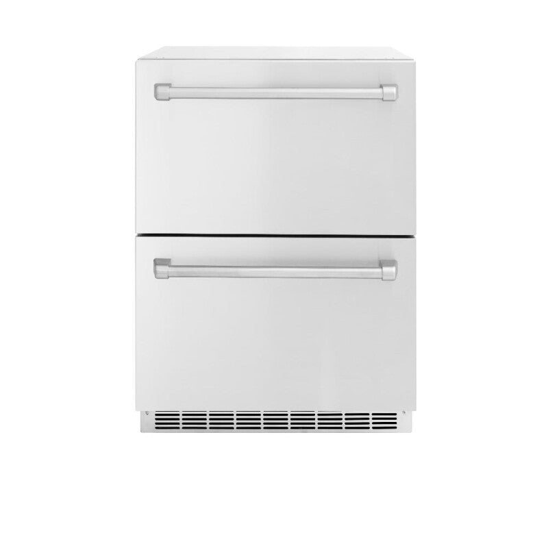 ZLINE 24 in. Touchstone 168 Can Outdoor-Rated Dual Refrigerator Drawer with Stainless Steel Doors (RDSO-ST-24) - (RDSOST24) -