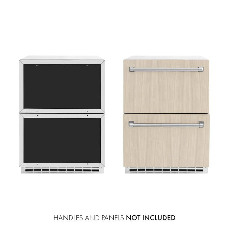 ZLINE 24 in. Touchstone 168 Can Outdoor-Rated Dual Refrigerator Drawer with Panel-Ready Doors (RDSPO-24) - (RDSPO24) -