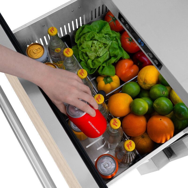 ZLINE 24 in. Touchstone 168 Can Outdoor-Rated Dual Refrigerator Drawer with Panel-Ready Doors (RDSPO-24) - (RDSPO24) -