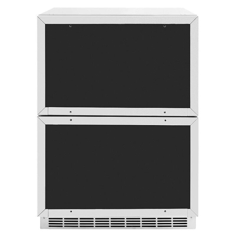 ZLINE Autograph Edition 24 in. Touchstone 168 Can Outdoor-Rated Dual Refrigerator Drawer with Panel-Ready Doors and Matte Black Handles (RDSPOZ-24-MB) - (RDSPOZ24MB) -