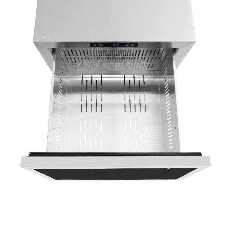 ZLINE Autograph Edition 24 in. Touchstone 168 Can Outdoor-Rated Dual Refrigerator Drawer with Panel-Ready Doors and Matte Black Handles (RDSPOZ-24-MB) - (RDSPOZ24MB) -