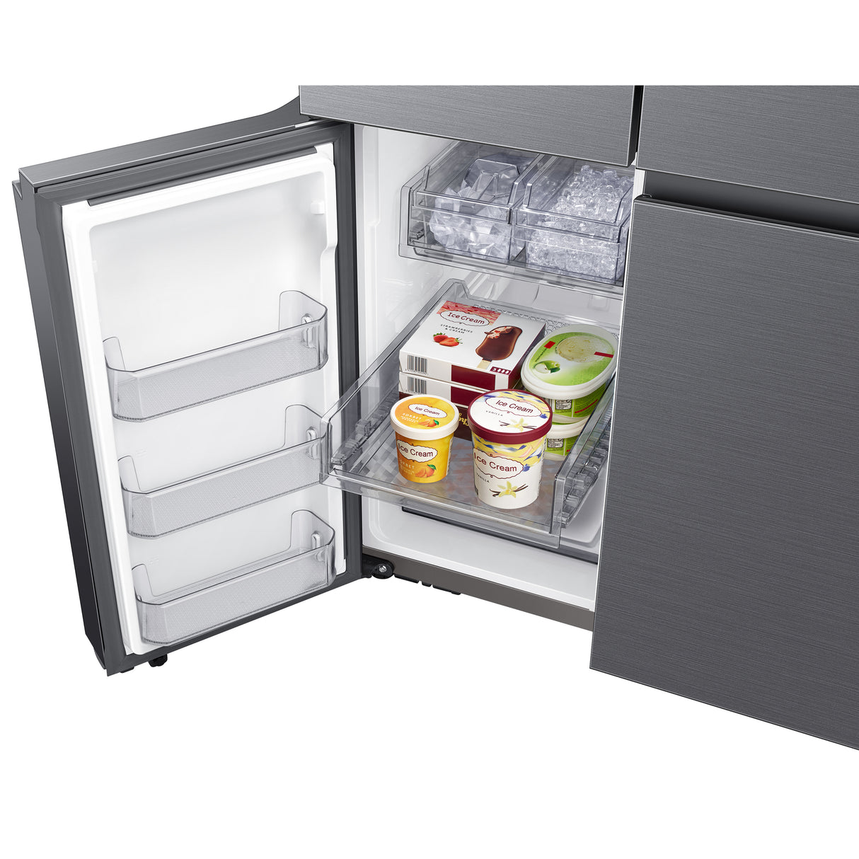 23 cu. ft. Smart Counter Depth 4-Door Flex(TM) refrigerator with Family Hub(TM) and Beverage Center in Black Stainless Steel - (RF23A9771SG)