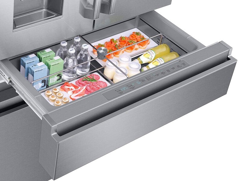 23 cu. ft. Counter Depth 4-Door French Door Refrigerator with Polygon Handles in Stainless Steel - (RF23M8090SR)