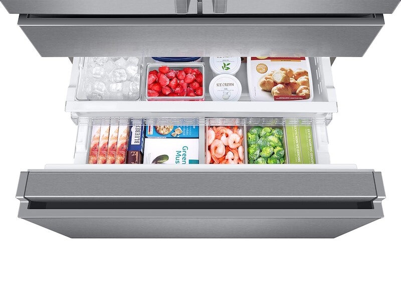 23 cu. ft. Counter Depth 4-Door French Door Refrigerator with Polygon Handles in Stainless Steel - (RF23M8090SR)