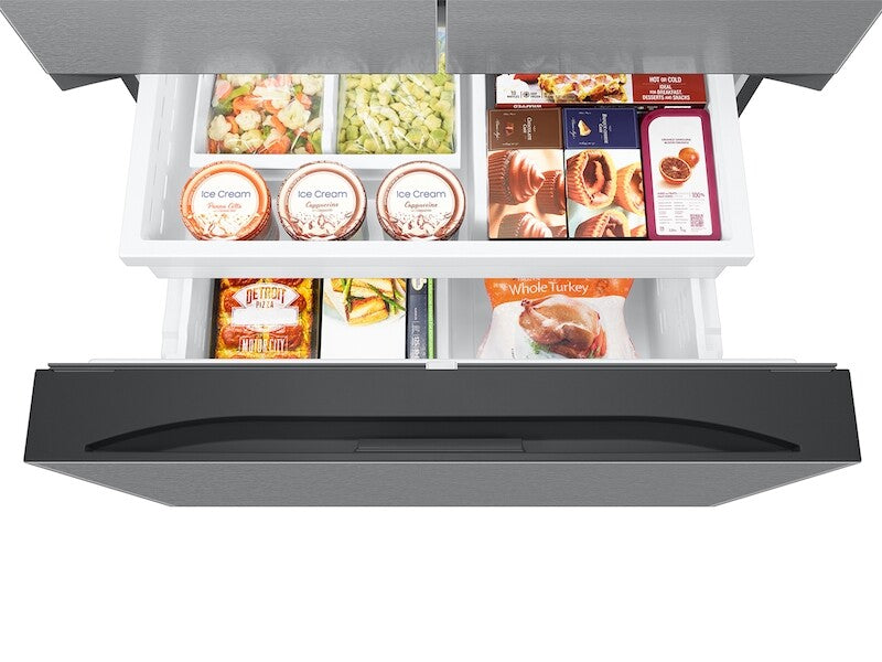26 cu. ft. Mega Capacity Counter Depth 3-Door French Door Refrigerator with External Water and Ice Dispenser in Stainless Steel - (RF27CG5B10SRAA)