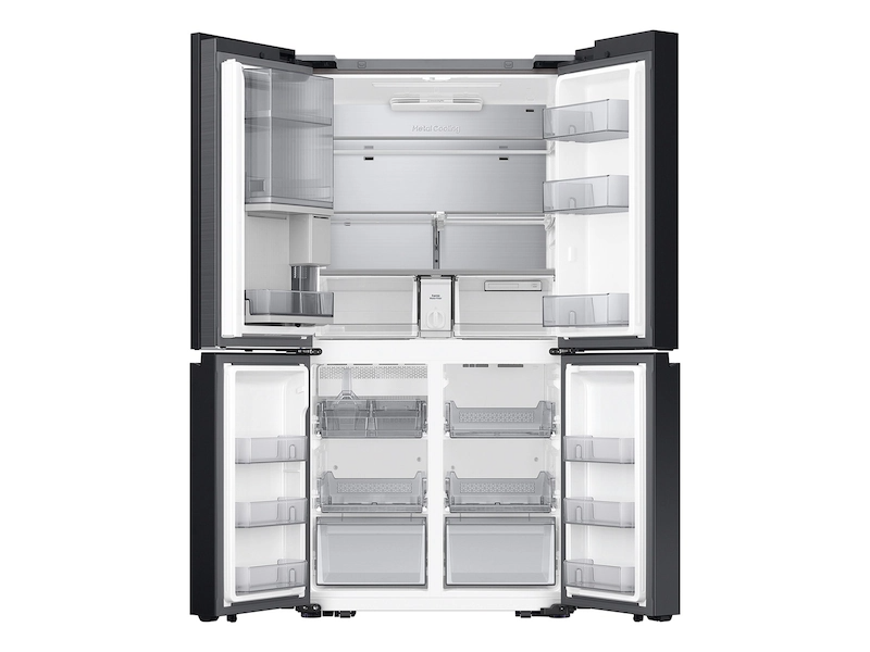 Bespoke 4-Door Flex™ Refrigerator (29 cu. ft.) with Beverage Zone™ and Auto Open Door in White Glass - (RF29DB970012AA)
