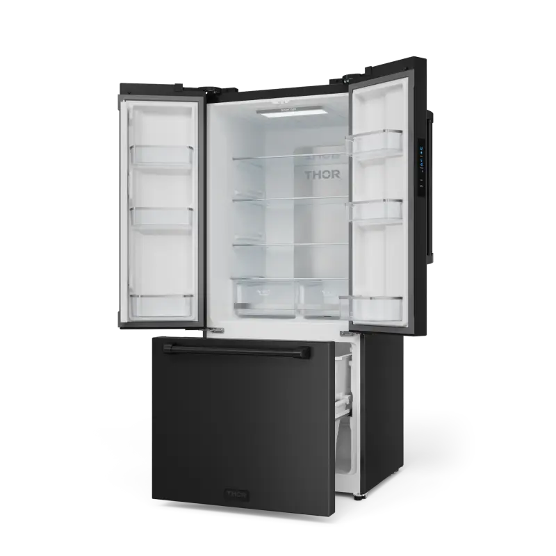 30 Inch 17.5 Cu Ft French Door Counter Depth Refrigerator With Ice Maker In Black Gordon Ramsay Series - (RF3017FFD00) -