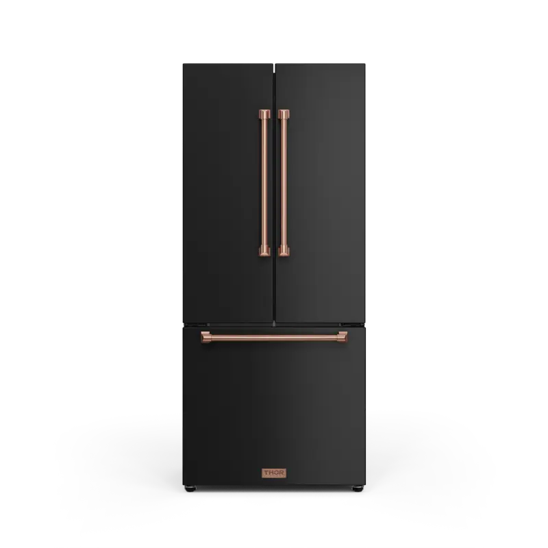 30 Inch 17.7 cu ft French Door Counter Depth Refrigerator with Ice Maker in Black/Rose Gold | Gordon Ramsay Series - (RF3017FFD00RSG) -