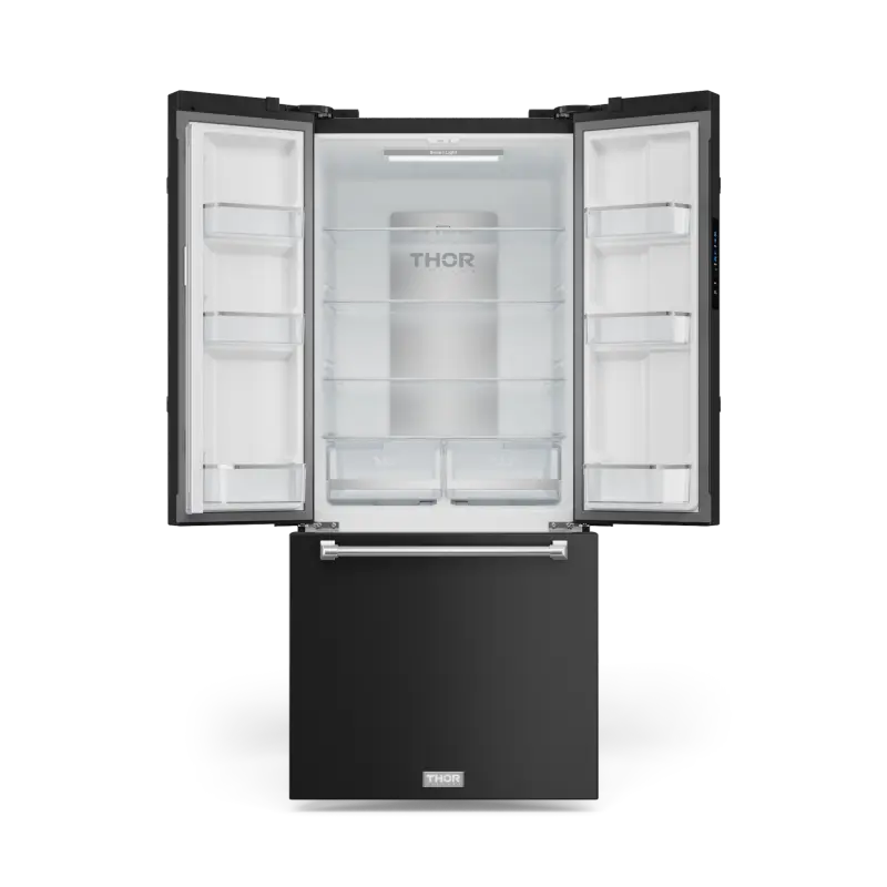 30 Inch 17.7 cu ft French Door Counter Depth Refrigerator with Ice Maker in Black/Stainless Steel | Gordon Ramsay Series - (RF3017FFD00SS) -