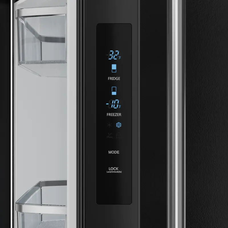 30 Inch 17.7 cu ft French Door Counter Depth Refrigerator with Ice Maker in Black/Stainless Steel | Gordon Ramsay Series - (RF3017FFD00SS) -
