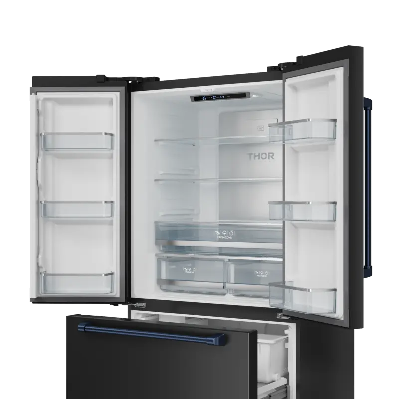 36 Inch 20.3 cu ft French Door Counter Depth Refrigerator with Ice Maker in Black/Navy Blue | Gordon Ramsay Series - (RF3621CTD00BLU) -