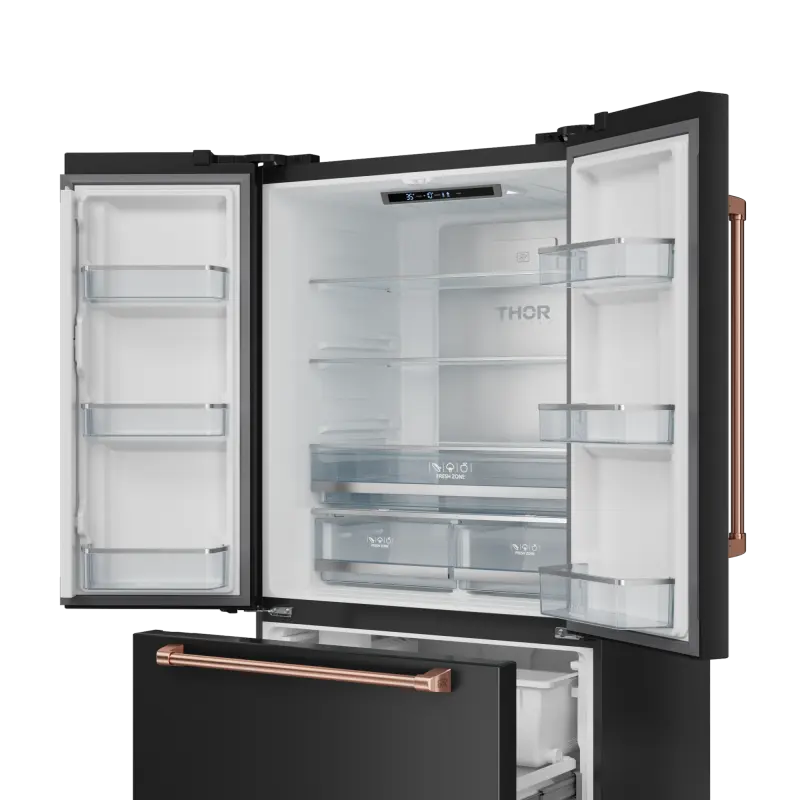 36 Inch 20.3 cu ft French Door Counter Depth Refrigerator with Ice Maker in Black/Rose Gold | Gordon Ramsay Series - (RF3621CTD00RSG) -